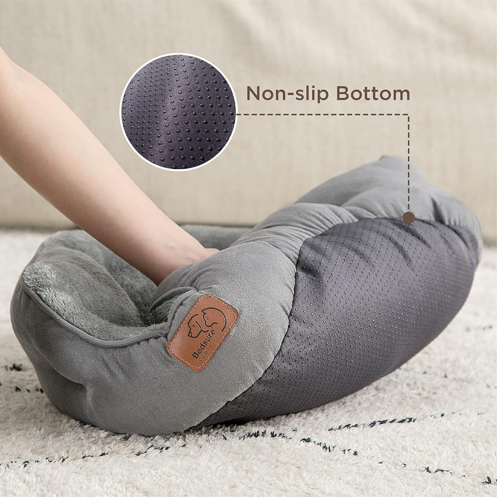 Pat pentru pisici BEDSURE, lavabil, cu pernă interioară față-verso, loc de dormit pentru pisici sau câini mici, gri