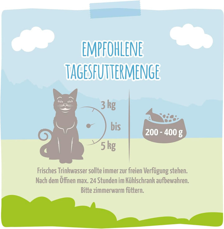 Mjamjam - Hrană umedă premium pentru pisici - Rață și pasăre fină cu morcovi delicioși, 1 pachet (1 X 400 G), fără cereale cu extra carne