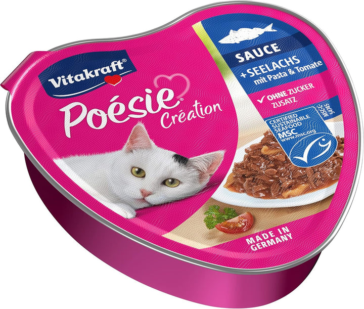 Vitakraft Hrană umedă pentru pisici Poésie Délice, somn cu paste și roșii, în sos, pentru pisici adulte, echilibrată nutrițional, fără zahăr adăugat (15X 85G)