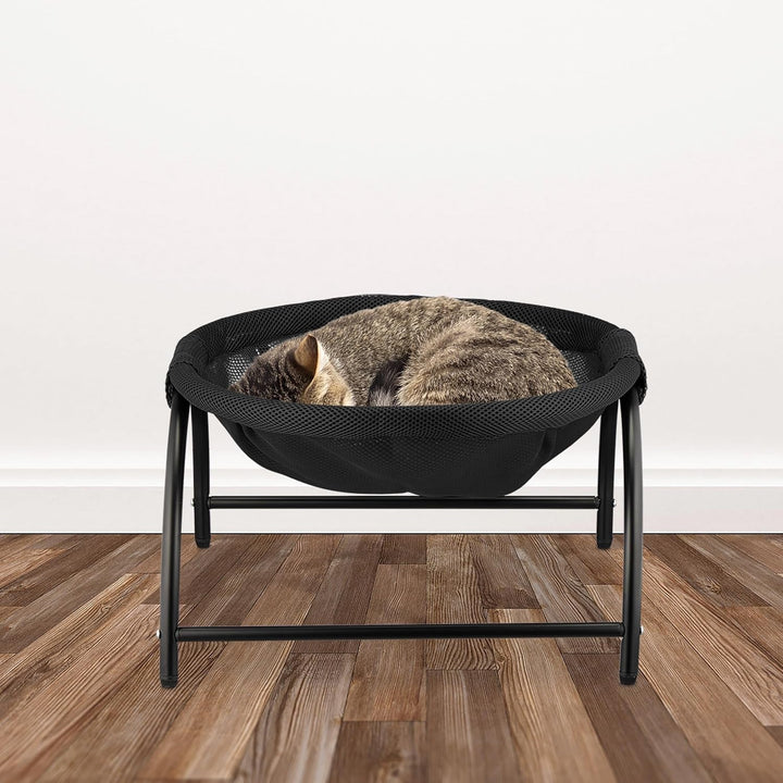 Hamac Relaxdays pentru pisici, scaun suspendat, înălțat, ÎxlxA: 25 x 44 x 42 cm, pat pentru pisici cu suport, negru