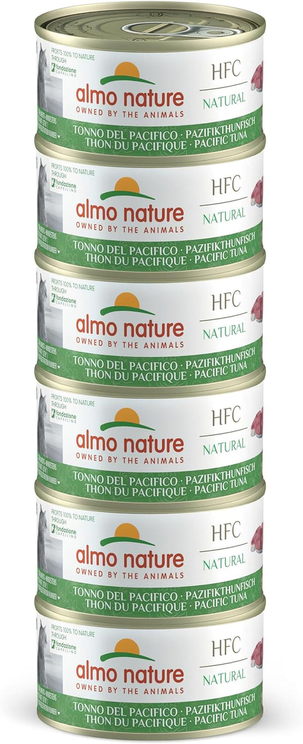 Almo Nature HFC Natural - Hrană umedă pentru pisici adulte - ton Pacific - grad uman, fără gluten și monoproteină - 6 X 70G