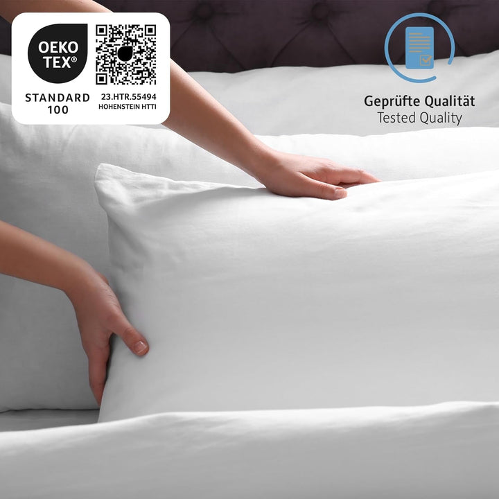 Pernă 80X80 Cm set de 2, pernă certificată Oeko-Tex cu umplutură de pernă 1000G, potrivită pentru alergici, lavabilă Perne standard Naty Shop