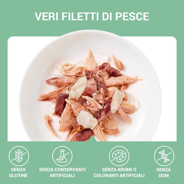 , File de ton cu roșioară în jeleu, Hrană umedă complementară pentru pisici, Rețetă originală, 100% naturală, 12 cutii la 70 G