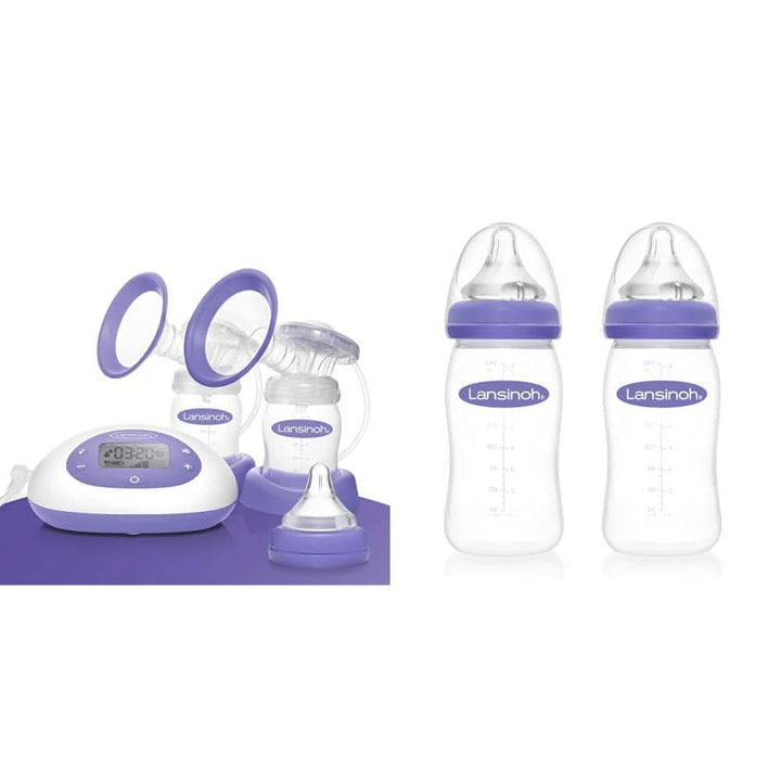 Pompă de sân electrică Lansinoh 2 în 1 - afișaj LCD iluminat - pompare pe una sau ambele părți - reglabilă individual - mai mult lapte în mai puțin timp Accesorii Hrana si Alaptare Bebe Naty Shop Pachet cu biberon M, 2 x 240 ml Pompa de san electrica 2In1 (noua)