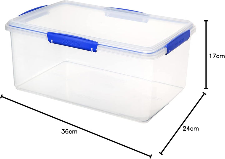 Borcan pentru depozitarea alimentelor Sistema KLIP IT | 9,67 l | borcan de depozitare stivuibil și etanș cu capac, potrivit pentru frigider/congelator | plastic fără BPA | clipsuri albastre | 1 bucată (pachet de 4) Cutii depozitare alimente Naty Shop