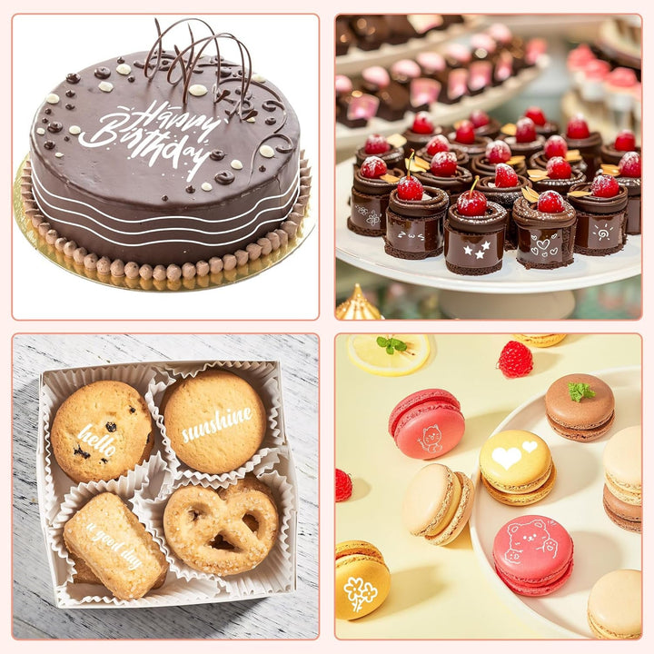 Set de 3 pixuri alimentare comestibile, albe, set de 3 cu vârf dublu, vegane, fără gluten, colorant alimentar fondant, albe pentru pictat și scris pe prăjituri etc.