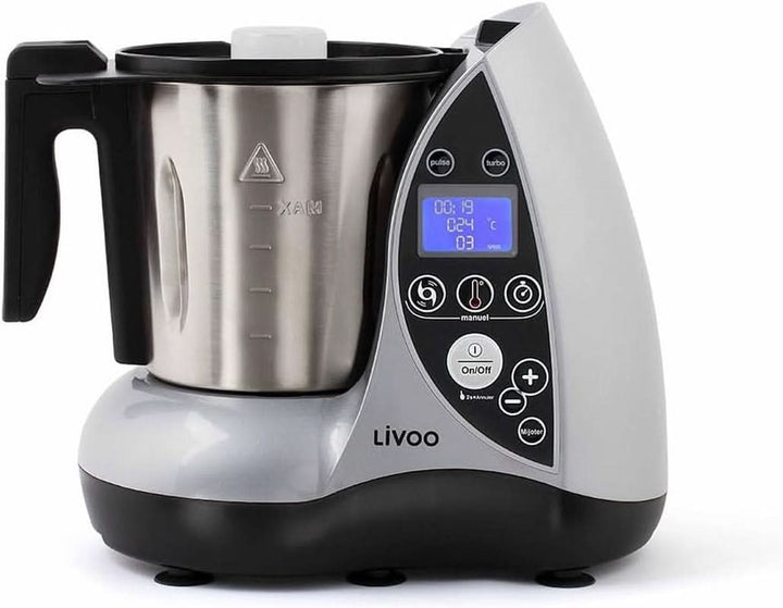 Livoo DOP142G Robot Culinaire Chauffant Beheizte Küchenmaschine, Edelstahl, Grau Roboti si Mixere Bucatarie Naty Shop