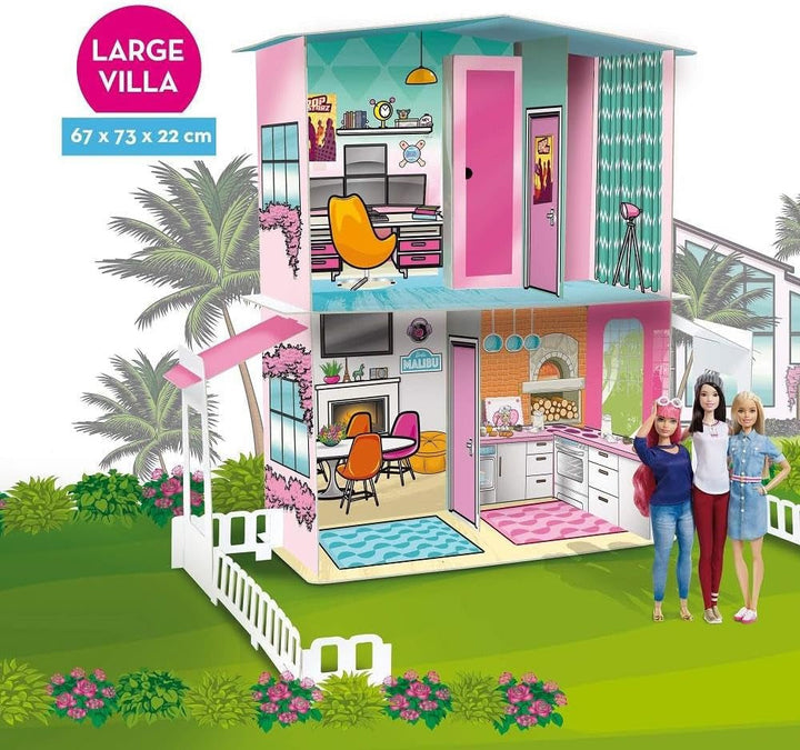 Lisciani - BARBIE Dollhouse - Barbie Dream Villa On Two Floors - 3D House To Build, Decorate And Design - Creative Craft And Construction Toy For Children 4 Years And Up Casute de papusi Naty Shop