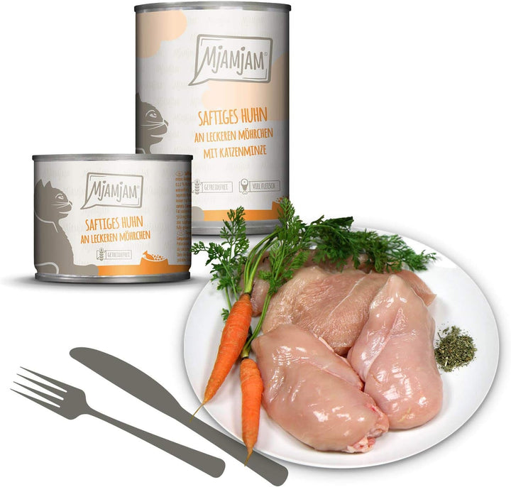 Mjamjam - Hrană umedă premium pentru pisici - Mono Pack I - cu pui și curcan, pachet de 6 (6 X 800 G), fără cereale cu extra carne