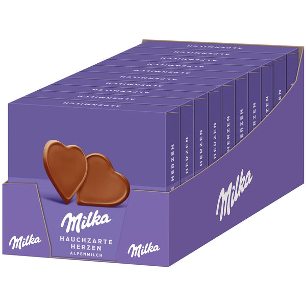 Milka, tablete de ciocolata cu lapte sub forma de inima, 10 x 130 grame Bomboane de Ciocolata Naty Shop Default Title
