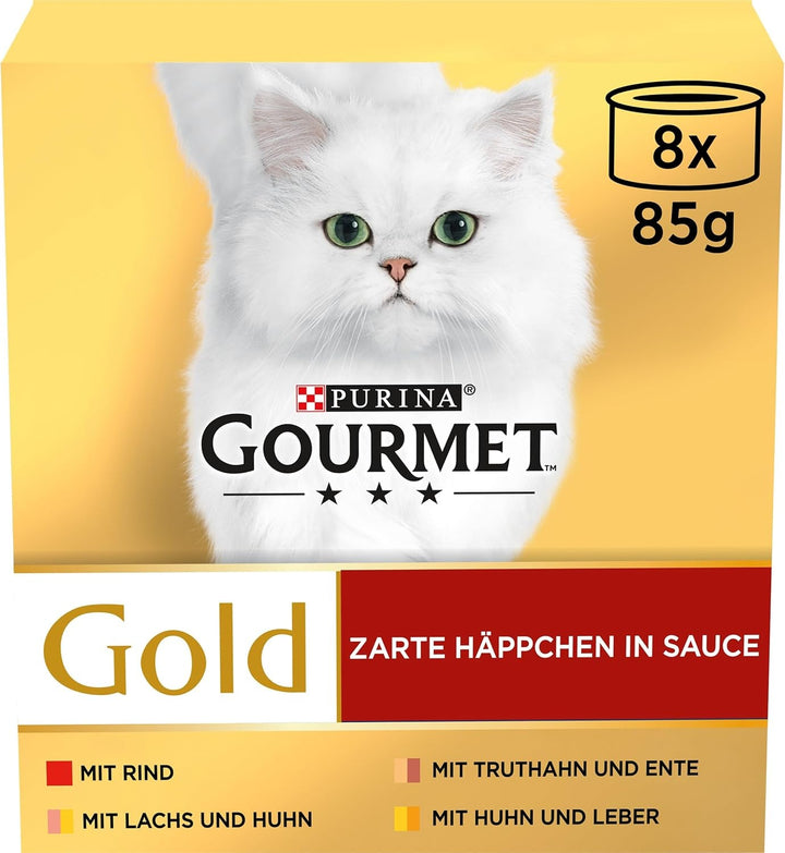 Gourmet Gold Tender Morsels in Sauce Hrană umedă pentru pisici, cu somon și pui, 12Pack (12 X 85G)