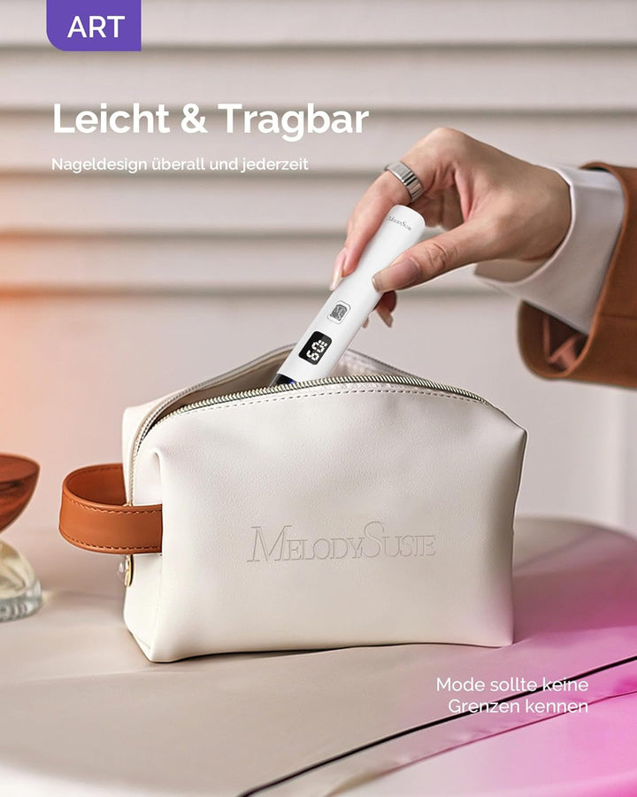 Lampă UV portabilă Melodysusie cu suport pentru unghii cu gel, mini lampă LED UV reîncărcabilă cu afișaj LCD, lampă UV mică portabilă pentru unghii cu 2 temporizatoare, uscător de unghii pentru toate tipurile de ojă cu gel UV (alb)