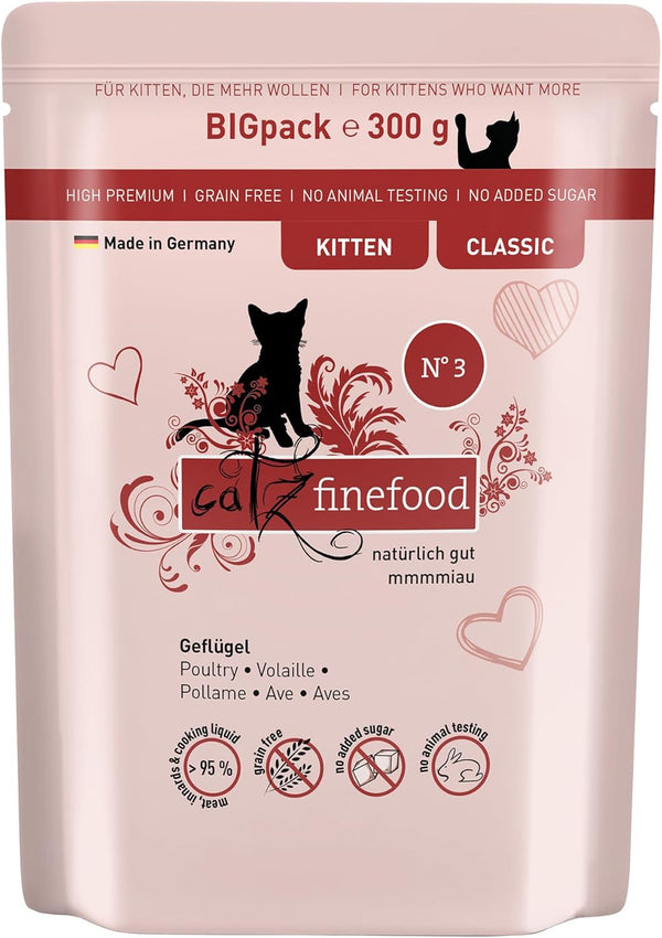 Catz Finefood Kitten N° 3 Poultry Cat Food Wet - Delicatessen Hrană umedă pentru pisici tinere (6 pungi X 300G)