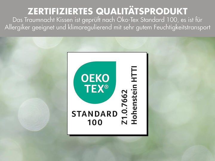 Traumnacht Pernă din bambus cu fibre de bambus, hipoalergenic, antibacterian Set de perne cu fermoar, format din 2 perne 40X80Cm, certificat Oeko-Tex, dezvoltat în Germania Perne standard Naty Shop
