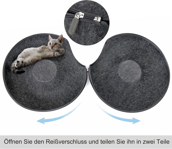 Semn norocos - Peșteră pentru pisici, Tunel pentru pisici, Pat pentru pisici din fetru, Canapea multifuncțională pentru pisici, Jucărie confortabilă pentru distracție nesfârșită, Coș pentru pisici, Pernă pentru pisici, 50 x 50 x 20 cm - Gri închis