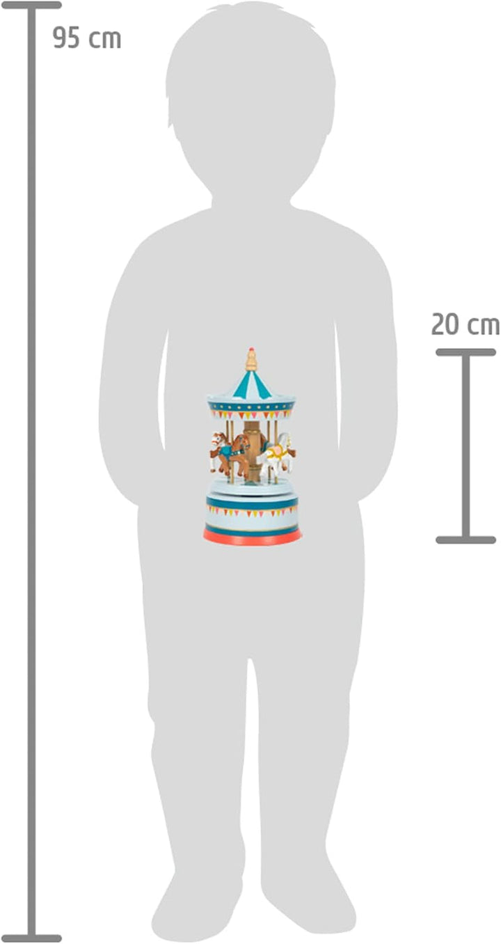 Cutie muzicală cu picior mic cal carusel circ din lemn, decor pentru grădiniță, cu muzică frumoasă de leagăn, 12321 Jucarii Bebe Naty Shop