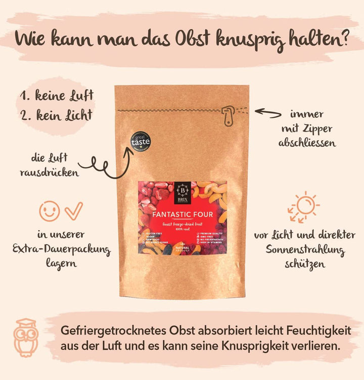 Brix Freeze-dried Fruit Fantastic Four (80g) - Preț bun gust, gustare delicioasă și sănătoasă, uscată crocantă, bogată în vitamine Produse deshidratate Naty Shop