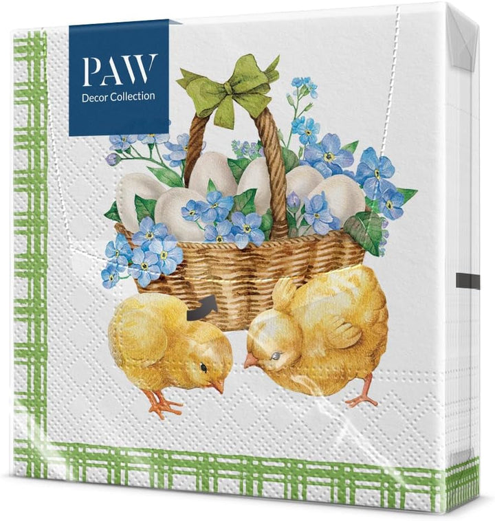PAW - Șervețele din 3 straturi (33 X 33 Cm) I 20 bucăți I Perfect pentru Paște, petreceri, primăvară și sărbători I Decorațiuni de masă Petrecere de Paște Șervețele de hârtie colorate - Ouă de Paște în acuarelă I Ouă în acuarelă