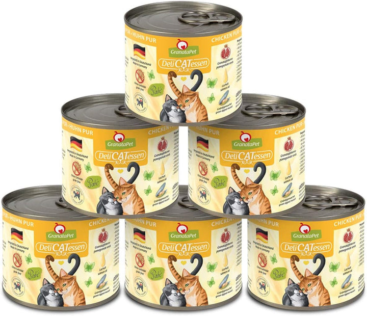 Granatapet Delicatessen Chicken PUR, hrană umedă pentru pisici, hrană fără cereale & fără zahăr adăugat, hrană pentru pisici cu conținut ridicat de carne & uleiuri de înaltă calitate, 6 X 400 G