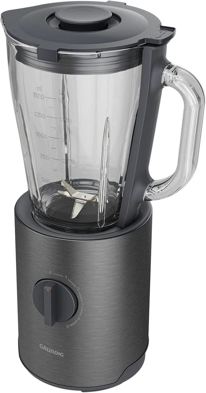 Grundig Delisia Novus SM 7140 Professioneller Standmixer, 1,5 Liter, 800 Watt, 6-Fach Edelstahlmesser Mit Zirkonium-Beschichtung, 5 Geschwindigkeitsstufen + Pulse-Funktion, Dark Inox/Edelstahl Bucatarie Naty Shop