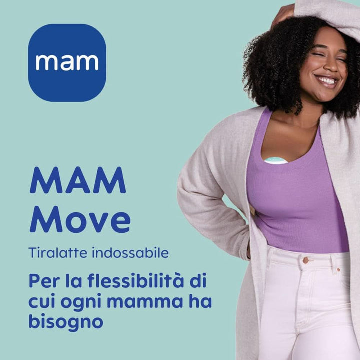 MAM Move Pompă de sân portabilă cu 3 moduri de funcționare și 5 niveluri de intensitate, carcasă din silicon Skinsoft, reglabilă la 4 dimensiuni Accesorii Hrana si Alaptare Bebe Naty Shop