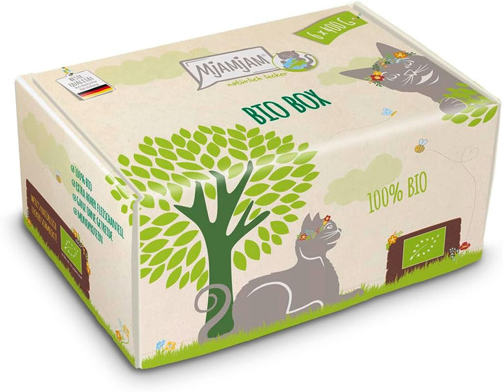 Mjamjam - Hrană umedă premium pentru pisici - Naturally Delicious - The Organic Box, 6-pack (6 X 400G), fără cereale