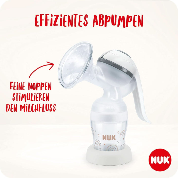 Set pompa de san manuala NUK, Pernă moale din silicon, 2 biberoane perfect combinate, 150 ml Accesorii Hrana si Alaptare Bebe Naty Shop