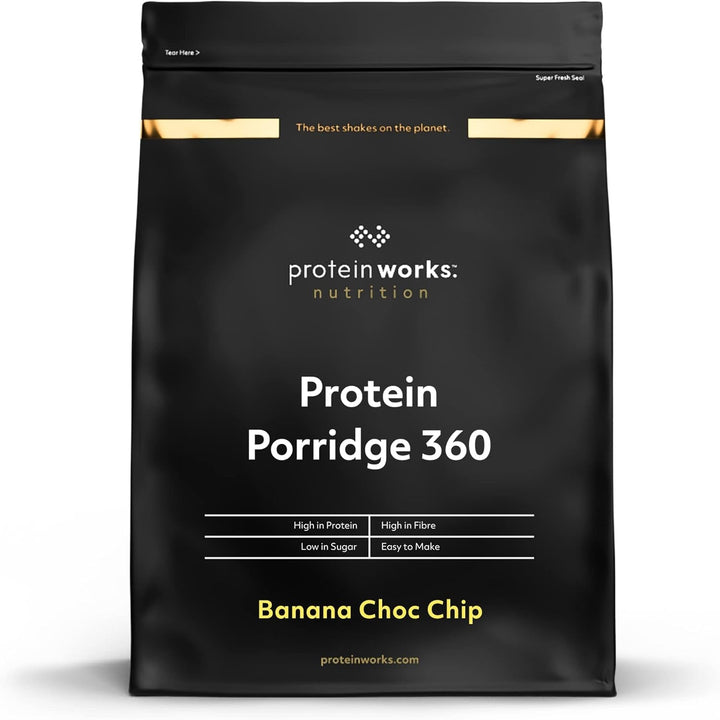 Protein Works - Protein Porridge 360 | Mit Zusätzlichen Vitaminen & Mineralien | Proteinreiches Frühstück | Kalorienarme Haferflocken | 6 Servings | Natürlich | 500G Cereale Naty Shop 1Kg Banane-Schoko-Chip
