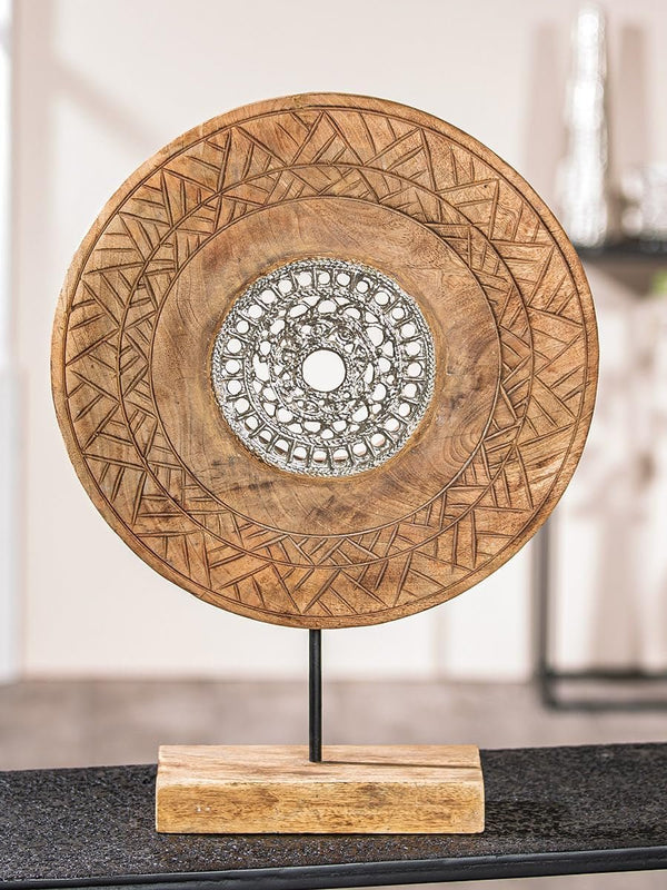 Casablanca sculptură decorativă mare - sculptură rotundă din lemn de aluminiu culoare: argintiu natural - decorare cameră de zi cadou aniversare înălțime 46 cm Statuete si sculpturi Naty Shop Culori naturale Înălțime 46 cm