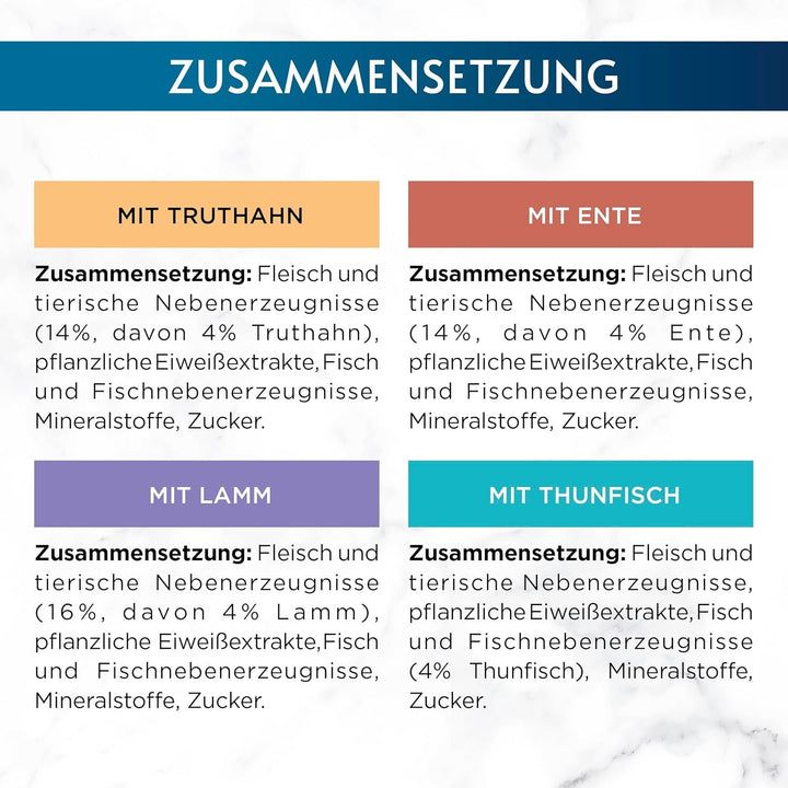 Gourmet Perle Exquisite Strips Hrană umedă pentru pisici, Variety Mix, pachet de 12 (12 X 4 pungi a 85G)