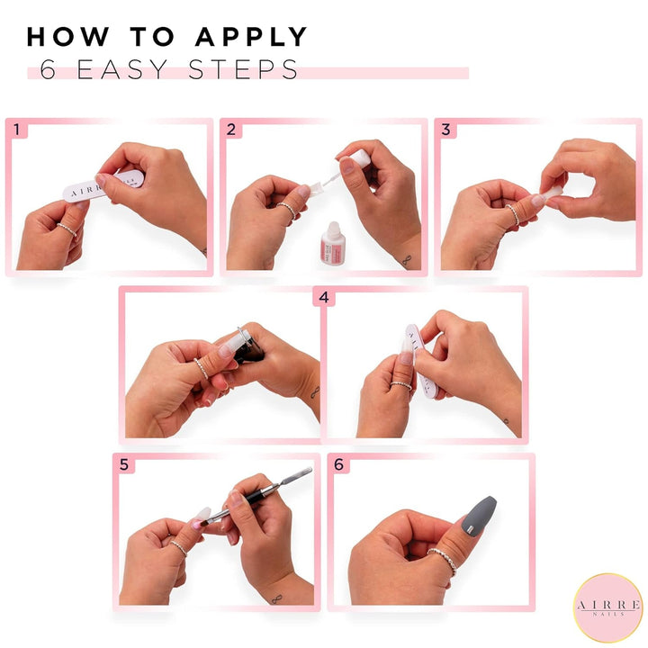 AIRRE 500 Unghii cu Gel Profesionale și 3 Pile cu Cutie - (10 Mărimi) Unghii False Semilună Franceze, Pentru Saloane și Uz Acasă, Tăiere, Pilire și Modelare, Gel UV/LED, Ojă și Nail Art (Natural)