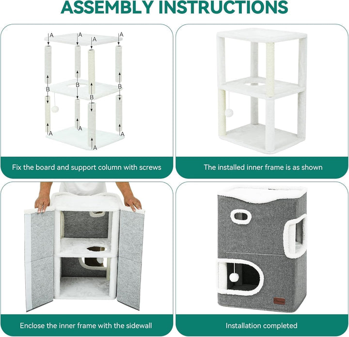 YITAHOME Căsuță pentru pisici de interior, Pat pentru pisici de interior, Butoi pentru pisici, Peșteră pentru pisici, Stâlp mic de zgâriat, Mobilier pentru pisici, Peșteră pentru pisici, Peșteri pentru pisici, Paturi pentru pisici (Gri)