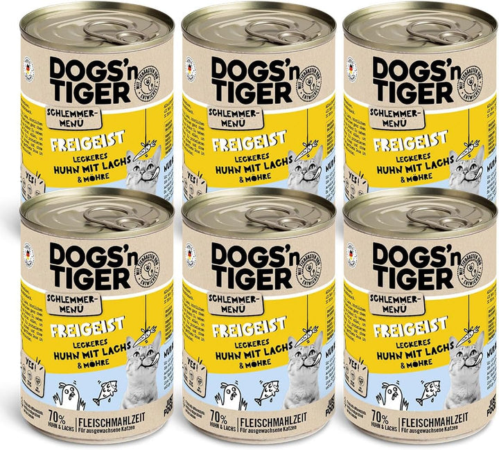 Dogs'N Tiger Gourmet Menu Glückskind, hrană umedă pentru pisoi, pui suculent și păstrăv - fără cereale, zahăr adăugat, conservanți artificiali, compatibilitate optimă, 6X400G