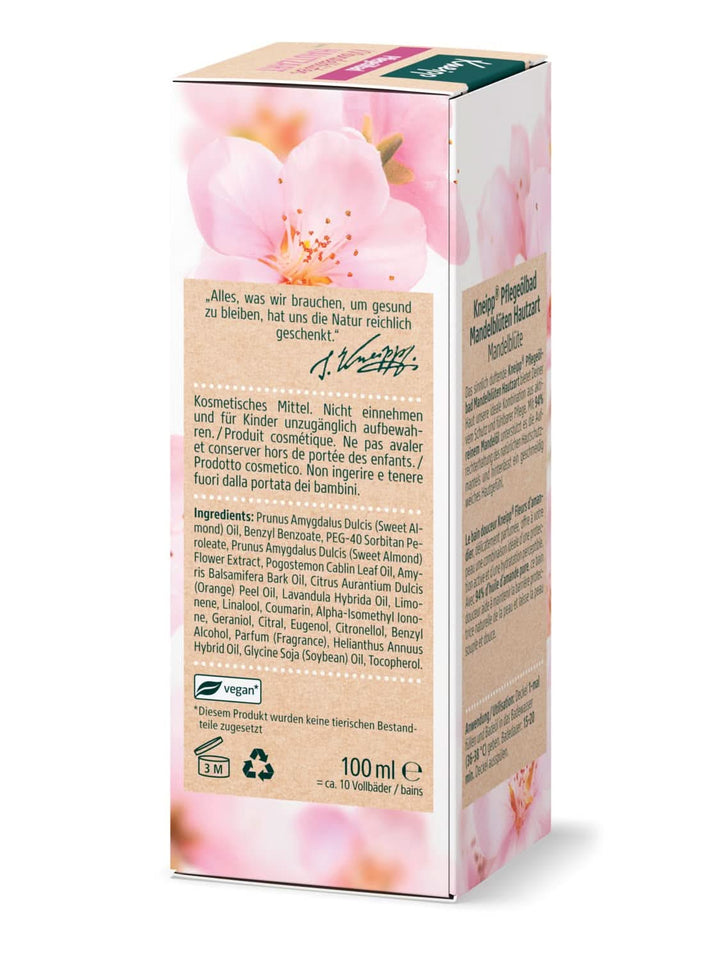 Kneipp, ulei de baie, cu 94% ulei pur de migdale, pentru piele uscată și sensibilă - 100 ml Duș și baie Naty Shop