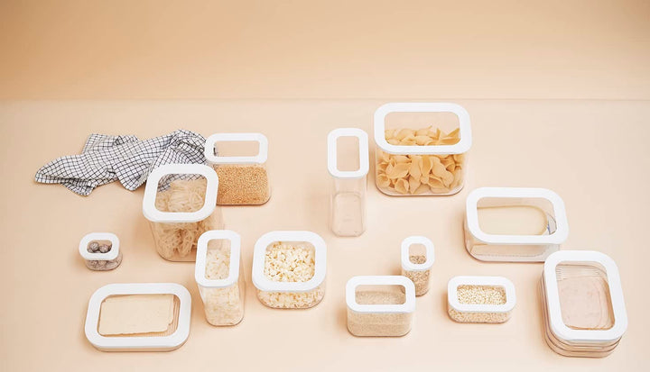 Mepal - Cutie de depozitare pentru frigider Modula XXL - Container pentru alimente cu capac - Organizator de bucătărie și cutie de depozitare din plastic - Organizator stivuibil și etanș pentru frigider - 4800 ml - Alb Cutii depozitare alimente Naty Shop