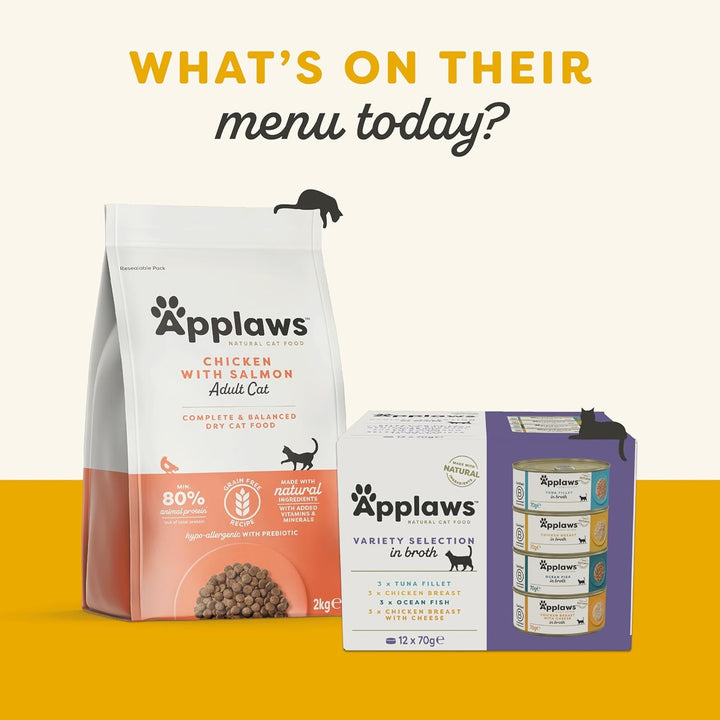 Applaws 100% Natural Premium hrană umedă pentru pisici, Chicken Choice Multipack în bulion - pachet cu 24 de cutii de 70G X
