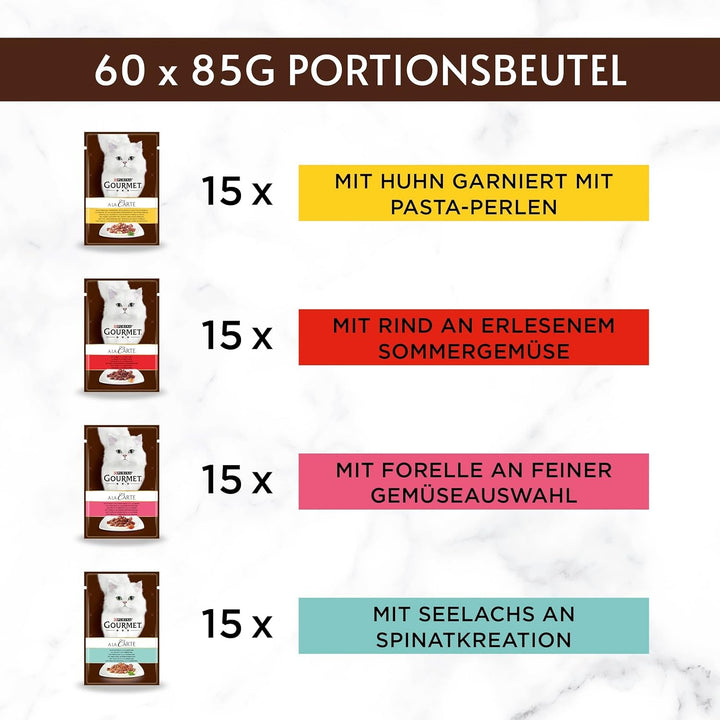 Hrană umedă pentru pisici Gourmet a La Carte, amestec variat, pachet de 60 (60 X 85G)