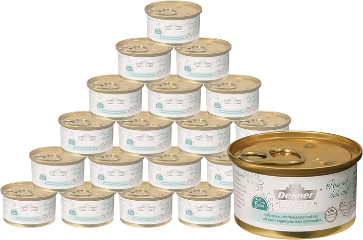 Dehner Premium Lovely Cat Food, hrană umedă fără gluten, pentru pisici adulte, ton / orez, 24 X 70 G Tin (1.68 Kg)