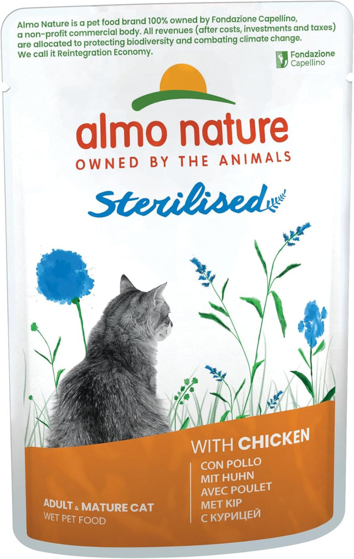 Almo Nature Holistic Sterilised - Hrană umedă pentru pisici sterilizate - cu pui - 70G, pachet de 30