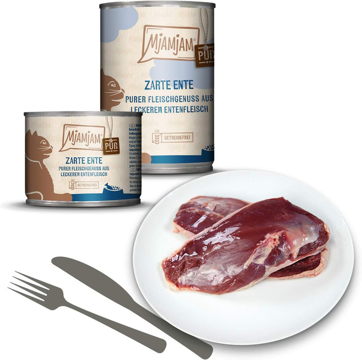 Mjamjam - Hrană umedă premium pentru pisici - Mixpaket V - Pure Meat Delight, pachet de 6 (6 X 800 G), fără cereale cu extra carne,Meaty