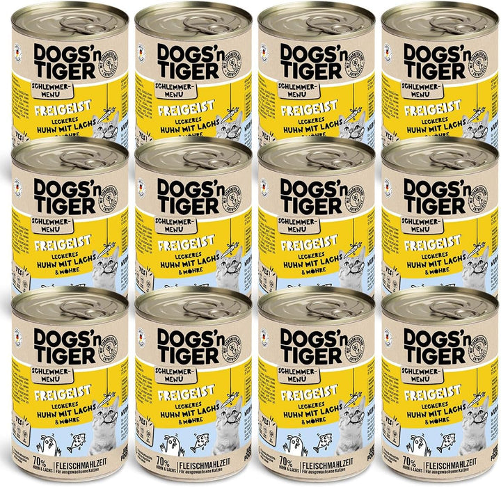 Dogs'N Tiger Gourmet Menu Glückskind, hrană umedă pentru pisoi, pui suculent și păstrăv - fără cereale, zahăr adăugat, conservanți artificiali, compatibilitate optimă, 6X400G