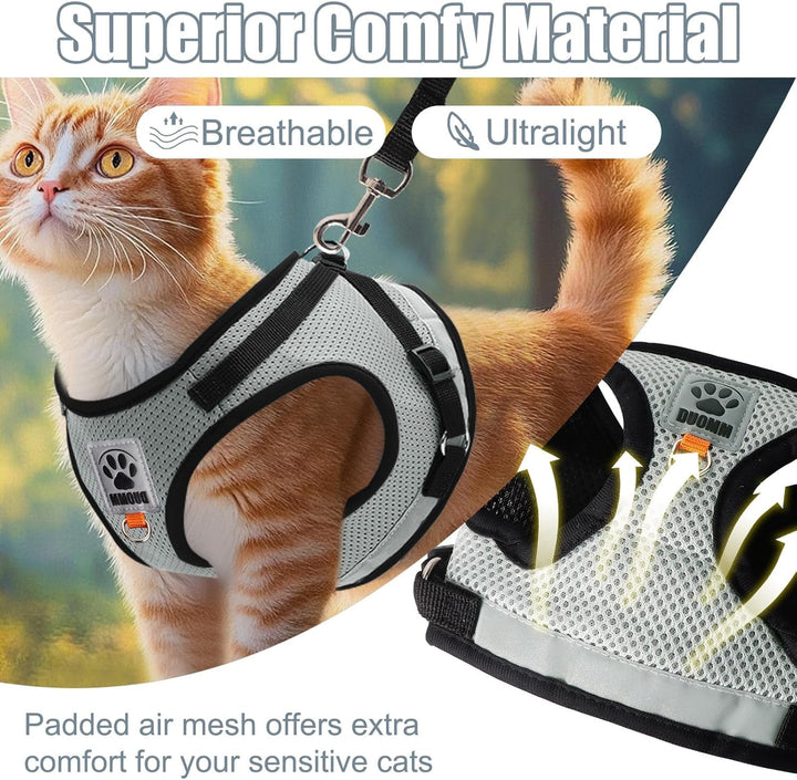 Bindokun Cat Harness With Leash Escape-proof, Cat Harness Set Cat Harness Escape-proof pentru câini pisici cu 5 M/16.4 picioare Cat Leash Adjustable Cat Vest (M)