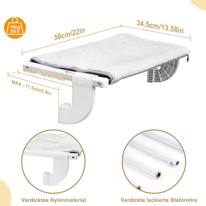 GUUSII HOME Șezlong pentru pisici, hamac pentru balcon și fereastră, pentru încălzirea radiatorului, 56 * 34,5 cm, hamac pentru pisică, șezlong pentru pisică, scaune pentru fereastră, pat pentru pisică, pervaz, șezlong pentru fereastră (S)