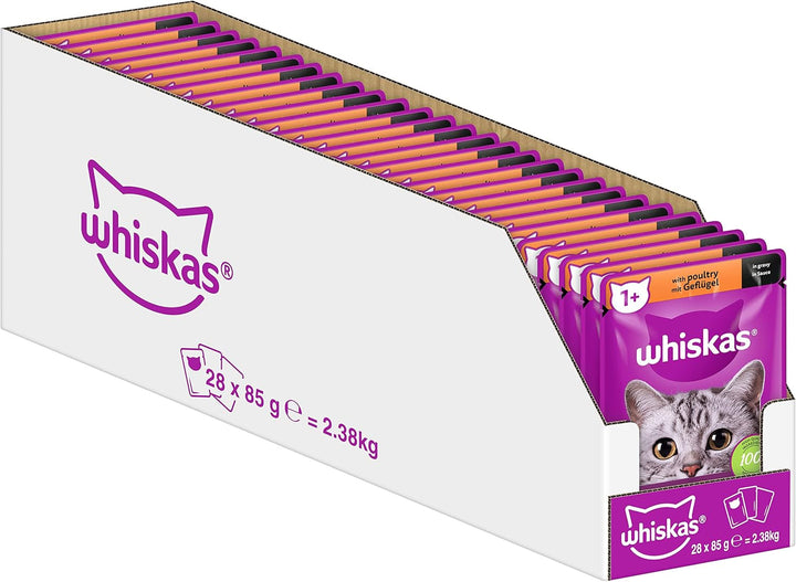 Whiskas Adult 1+ Hrană umedă pentru pisici Selecție mixtă în jeleu, 84 pliculețe, 84X85G (1 pachet vrac) - Hrană umedă de înaltă calitate, Pentru pisici adulte