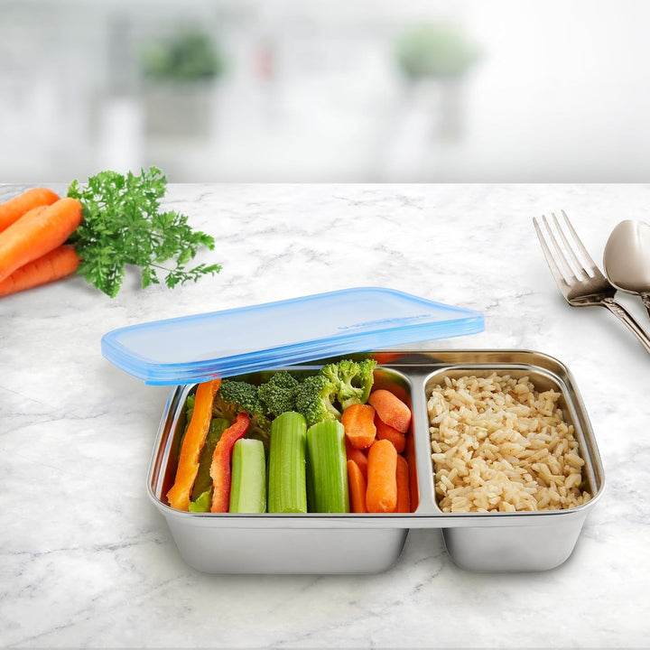 U Konserve - Recipient dreptunghiular împărțit pentru alimente din oțel inoxidabil cu capac din silicon - Island Teal - 28oz / 825ml Cutii depozitare alimente Naty Shop