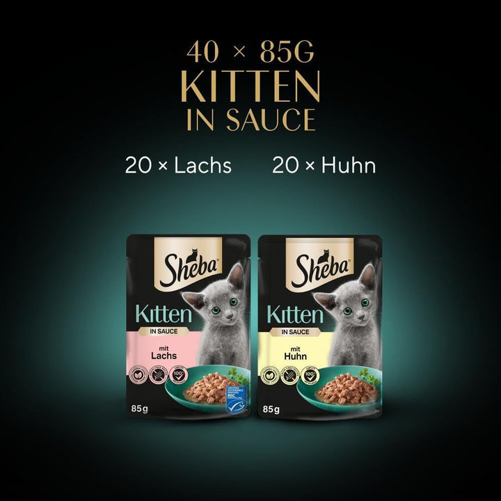 Sheba Cats Hrană umedă pentru pisoi în pungă porționată Fine Variety With Salmon (MSC) And Chicken In Sauce Multipack 40X85G