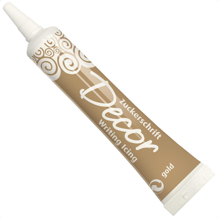 Günthart Backdecor 25 g Zahăr cu litere AUR Pentru toate deserturile în culoare aurie Fabricat din zahăr pentru litere și modele frumoase, 1 pachet (25 g)