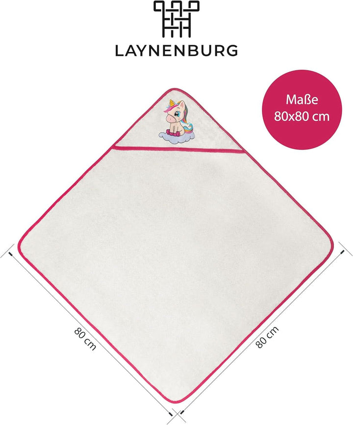 LAYNENBURG Prosop de baie cu glugă Premium Baby, 100% bumbac - Oeko TEX, 80 x 80 cm Mama si Copilul Naty Shop