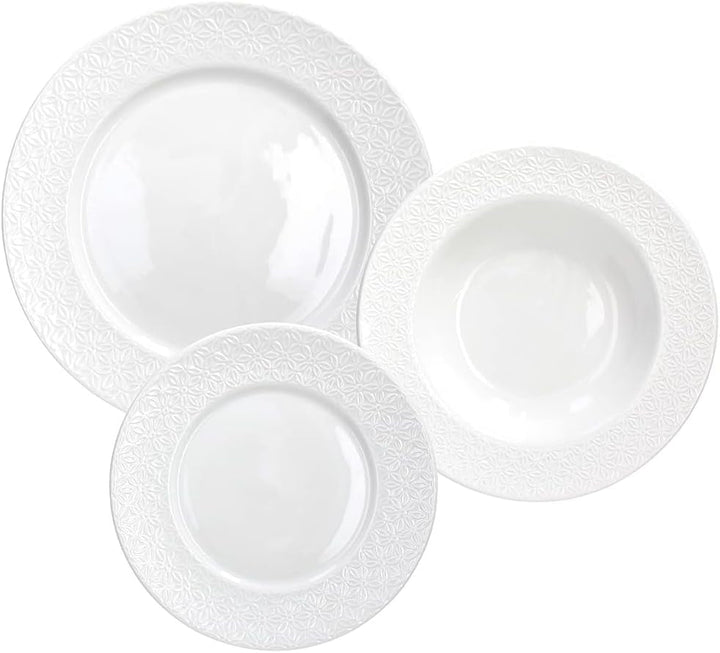 Margaret, serviciu de masă pentru 6 persoane, 18 piese, porțelan, alb Seturi vesela masa Naty Shop