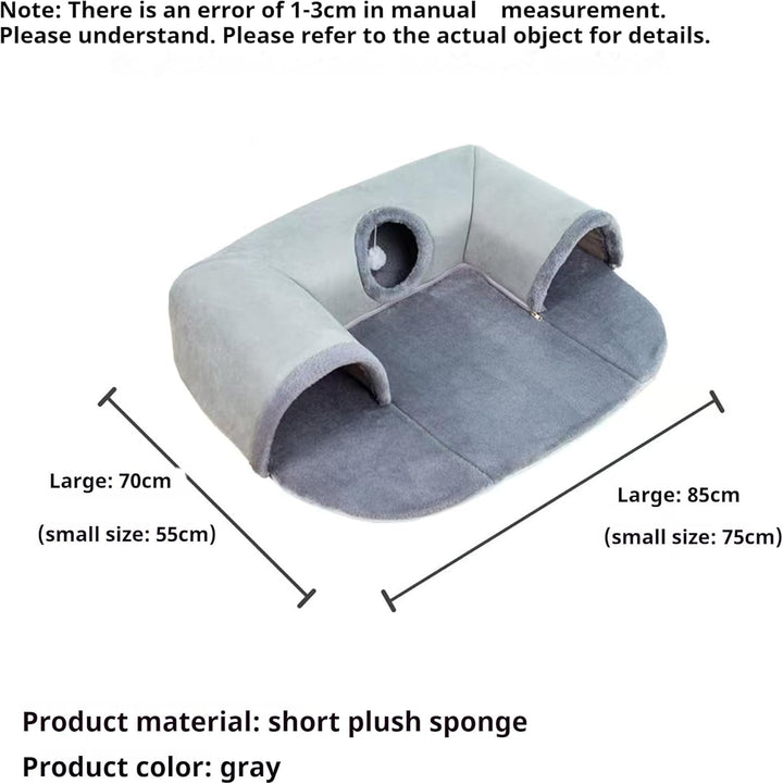 Tunel pentru pisici în formă de U, pat pentru pisici cu tub de joacă, jucărie de-a v-ați ascunselea lavabilă și detașabilă, combinație interactivă de joacă și somn pentru pisici de interior (mărime mică)